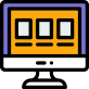 Small graphic icon of a computer